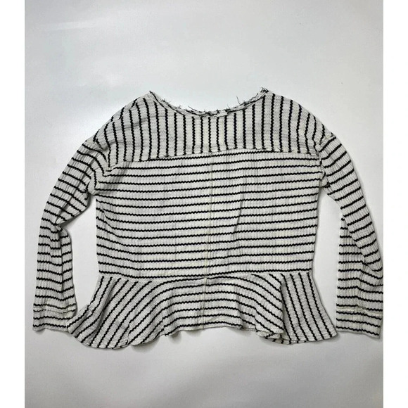Free People WE THE FREE Thermal Striped Peplum Black White Top Size Small - Picture 6 of 6